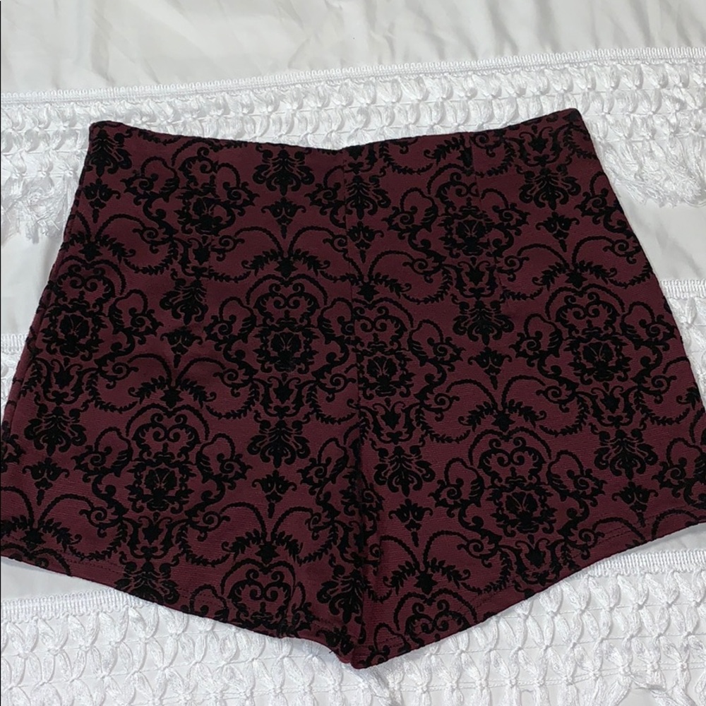 Damask Print High Waisted Shorts